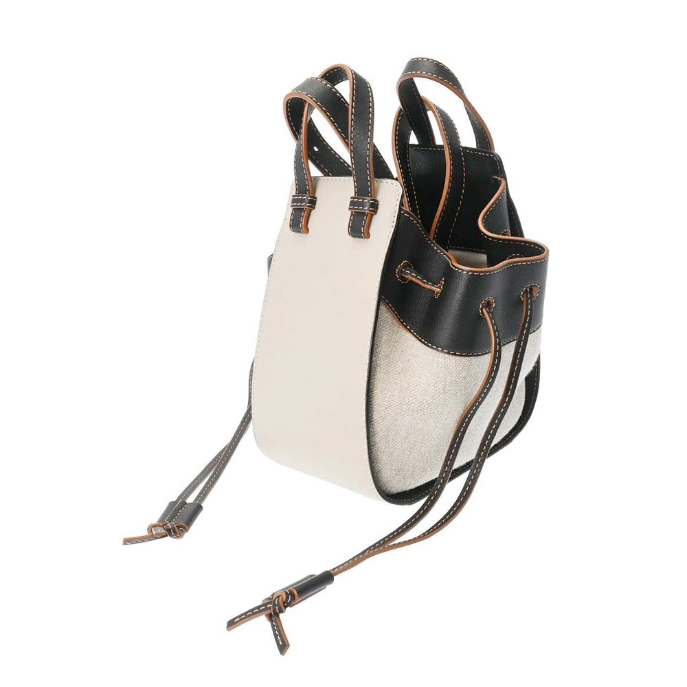 Loewe Bag Hammock Gray Canvas Calfskin Black Shoulder Gray Black